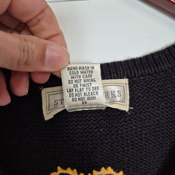 Vintage Studio Works Christmas Sweater Vest Womens M Black Holiday - Picture 7 of 8